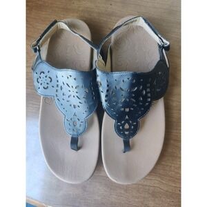 Rockport Womens Ridge Circle Cutout Thong Sandals Black Size 9
